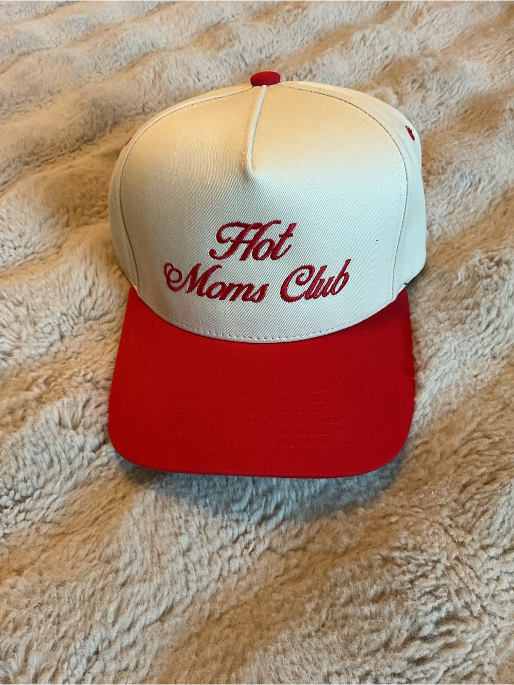 C.C Cream and Red "Hot Moms Club" Embroidered Cap